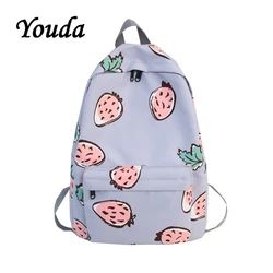Youda Original Cartoon Print Girl Backpack Large Capacity Cute Female Student Schoolbag Classic Lightweight Portable Backpacks