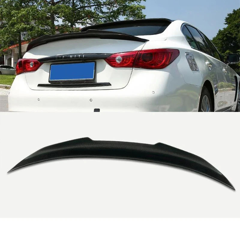 

For Real Carbon Fiber Accessories Spoiler Infiniti Q50 Q50S Car Trunk Rear Tail Wing Body Kit PSM Style 2014-2021 Year