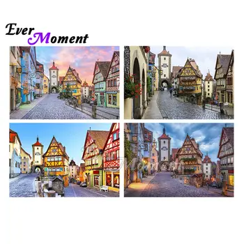 

Ever Moment Diamond Painting Wall Art Decoration Street Building Crystal Resin Drill 5D DIY Embroidery Diamond Display 4Y563