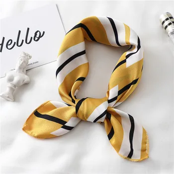

Women Silk Neck Scarf Foulard Designer Print Hair Accessories Lady Small Head Band Fashion Bandana Scarves Kerchief 2019 New