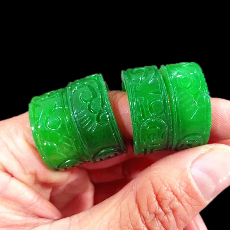 Natural green jade rings for men women brand ring hand polished jade