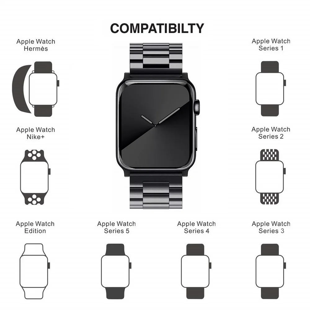 Металлический ремешок для apple watch 38 мм 40 мм 42 мм, длина-44 мм, ремешок для наручных часов iwatch apple watch серии группа 5/4/3/2/1 браслет полосы ремень