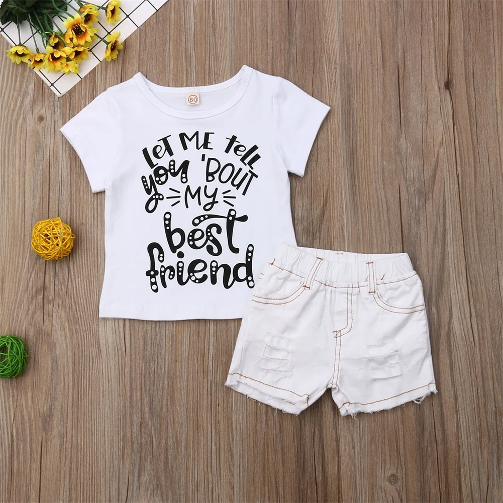 pudcoco Children Clothing Suits For Girls Clothes Kids Toddler Enfant Fille Infantis Outfits Friend Kid 2pcs Tops+Shorts