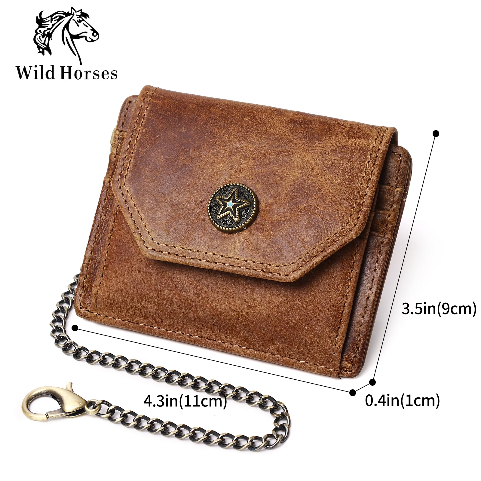 Cartera piel auténtica hombre, billetera corta con para monedas, tarjetero y cadena RFID de alta calidad, nuevo diseño|Carteras| - AliExpress