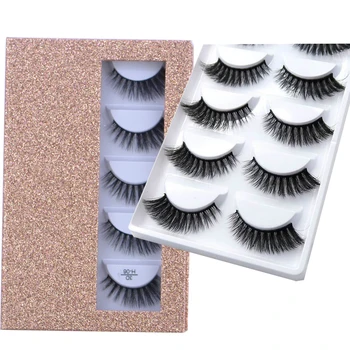 

NEW 5 pairs long Natural Mink False Eyelashes Cross Dense Handmade Cotton Stalk Eye Lashes Make-up Mink Fake Eyelashes