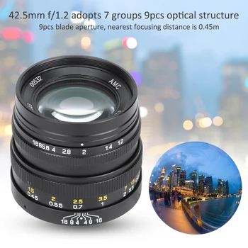 

ZHONGYI 42.5mm F1.2 Aluminum Alloy Black Portrait Fixed-Focus Lens for EM10 M43 Mount/GH4 Mirrorless