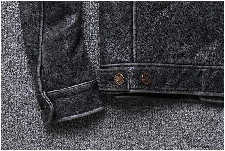 Винтажная серая мужская повседневная кожаная куртка с двумя карманами размера плюс XXXL из натуральной воловьей кожи, осенняя приталенная Короткая кожаная куртка