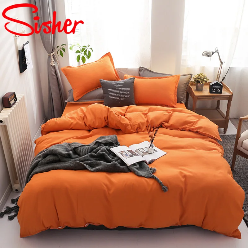 

Sisher Luxury Bedding Set Soild Color Queen Duvet Cover Sets Single Double King Size Bedclothes Modren Cute Kid Bed Linen Sheets