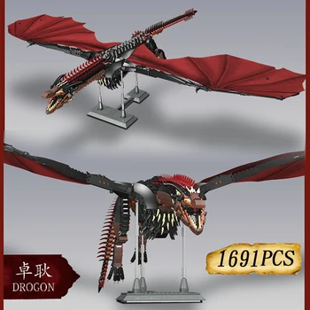 

Super 18k 1691pcs+ Building Blocks Thrones Game Dragon Viserion Mother Black Death Balerion Anime Figures Toys For Children