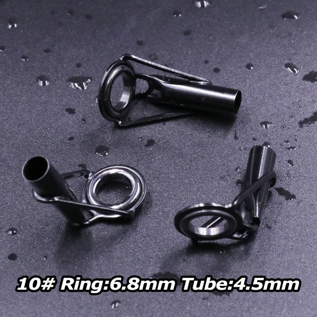 3Pcs Fishing Rod Tip Guides Repair Kit Stainless Steel Frames Ceramics Rings Black Rod Building Guide Eye Building Repair 6#~16# Size10 4.5mm 3Pcs