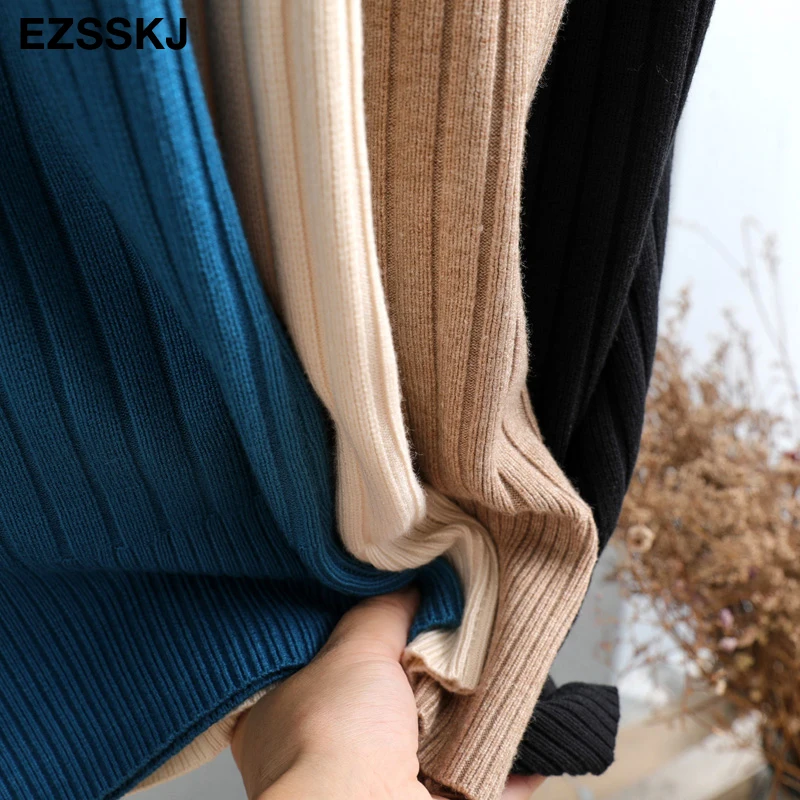 Autumn Winter Long highneck straight sweater Dress Women Casual oversize Sweater Dresses maix THICK basic Knit Dress t shirt dress