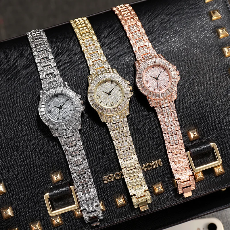 Iced Out Watches Women Luxury Gold Diamond Watch for Women Jewelry Watch Reloj Mujer
