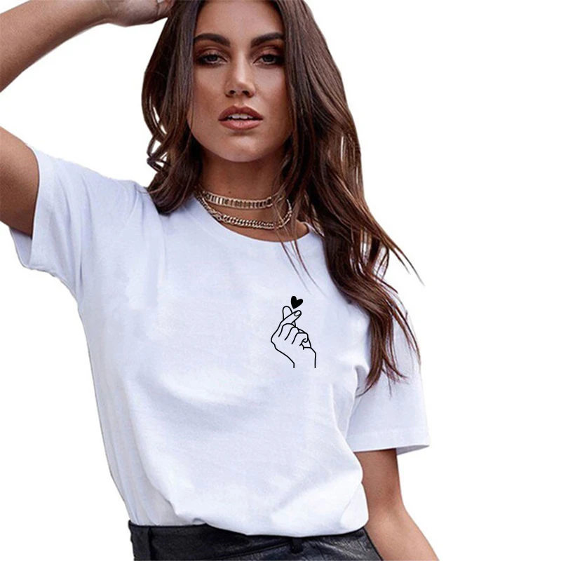 

Women's t-shirt Harajuku love t shirt women ladies Than heart ulzzang graphic t shirts women 2020 summer femme clothes Top Tee