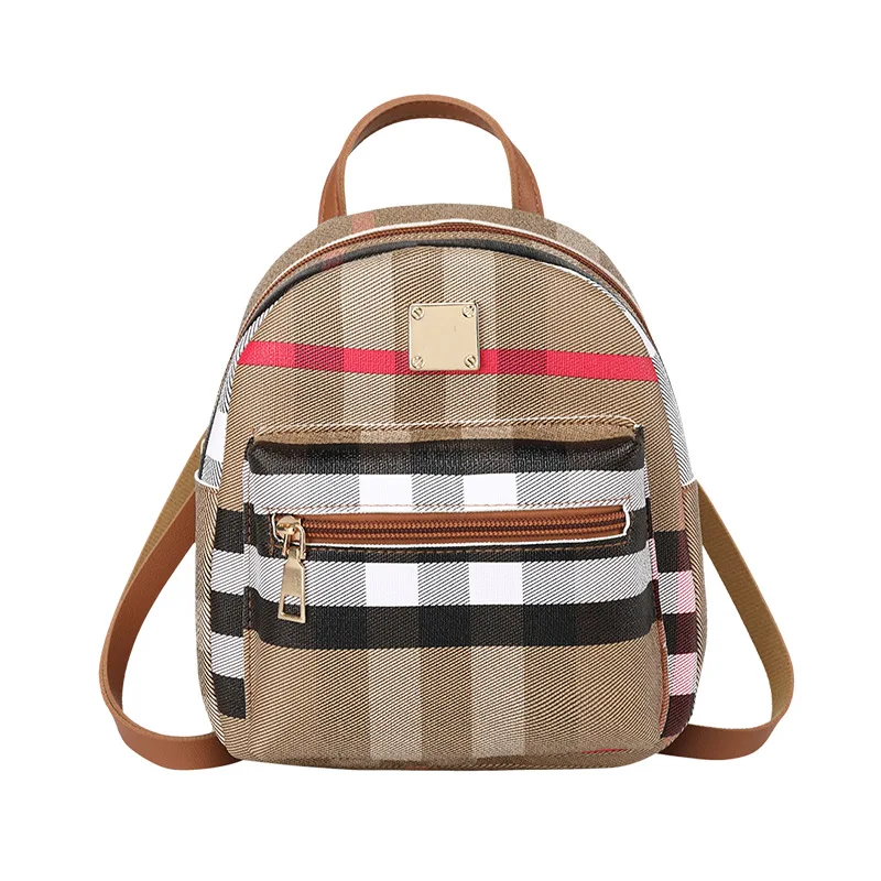 

Fashion Plaid Mini Backpack Women's Schoolbag 2020 Female Rucksacks Small Book Bag Classic Back Shoulder Mochila Zipper PU Solid