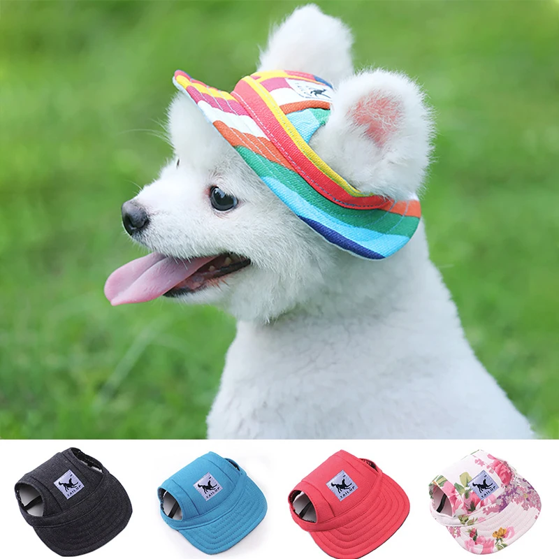 Dog Hat With Ear Holes Adjustable Dog Baseball Visor Hats For Small Pet