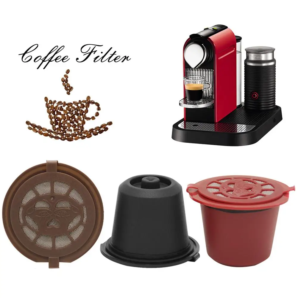 Coffee Capsule Refillable Reusable Herbruikbare Hervulbare Nespresso Machine Capsule Plastic Filter Cups Spoon Brush