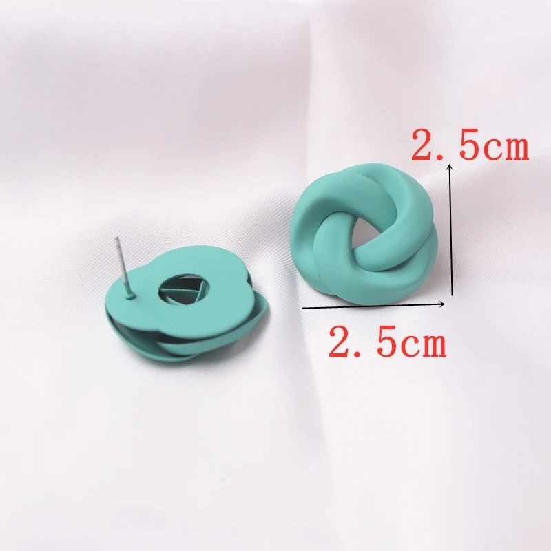 7Colors Metal Twisted Stud Earrings For Women Simple Macaro Candy Statement Knot Geometric Earing Party Jewelry Pendientes Gift