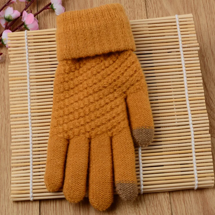 Цвет: желтый Xiaomi Youpin Touch Mobile Screen Gloves Knit Couple Gloves Comfortable and Stylish Outdoor Warm Winter Gifts - Цвет: Цвет: желтый