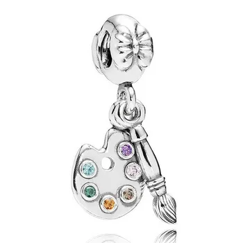 

Original Cute Artists Palette With Crystal Pendant Bead Fit 925 Sterling Silver Bead Charm Bracelet Diy Jewelry