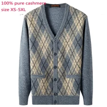 Новинка, высококачественный кашемировый кардиган, толстый свитер, пальто, повседневный вязанный компьютерный кардиган с v-образным вырезом, однобортный, большие размеры, XS-5XL