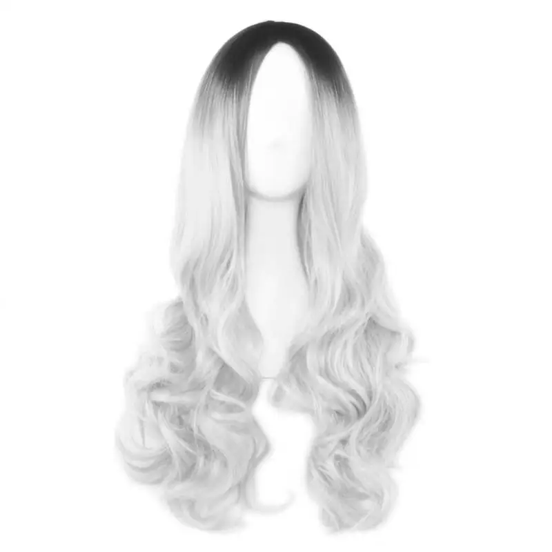 Окрашенные парики женские градиентные завивки Большая волна красочные Косплей модные парики синтетические волосы для женщин волнистый парик для косплея