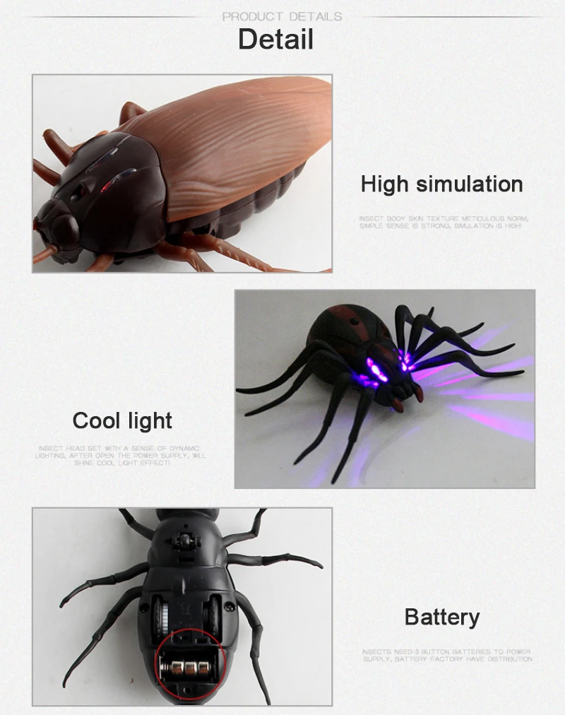 Инфракрасный на дистанционном управлении дистанционного Управление животного игрушечные насекомые Смарт тараканами средство паук муравей страшилка игрушка на Хэллоуин Рождественские подарки для детей