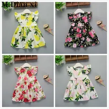 Г. Летние платья для девочек; детское хлопковое платье с цветочным принтом и рукавами-крылышками для девочек; весенне-летнее платье для маленьких девочек