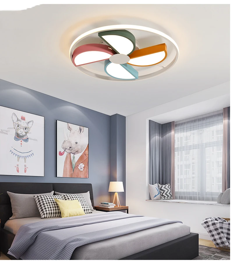 LICAN Modern led Ceiling Lights for Kids boys girls Bedroom cartoon colorful windwill surface mounted ceiling lamp for children