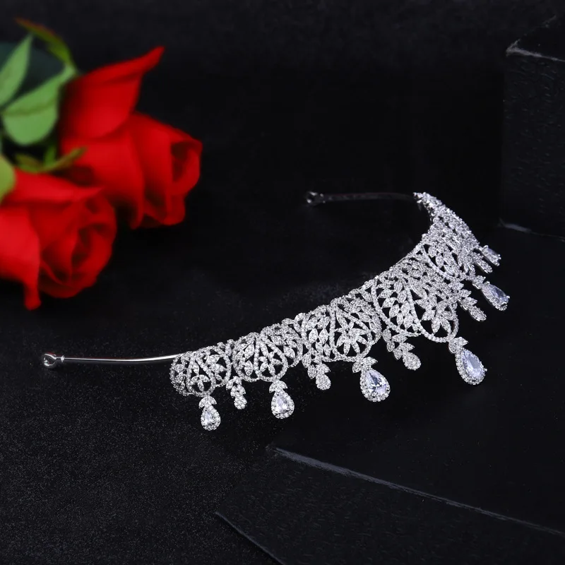 ЦИРКОНИЕВЫЕ диадемы и короны с цирконием, великолепная Серебряная диадема, повязка на голову для вечерние платья, свадебные украшения, свадебные аксессуары для волос