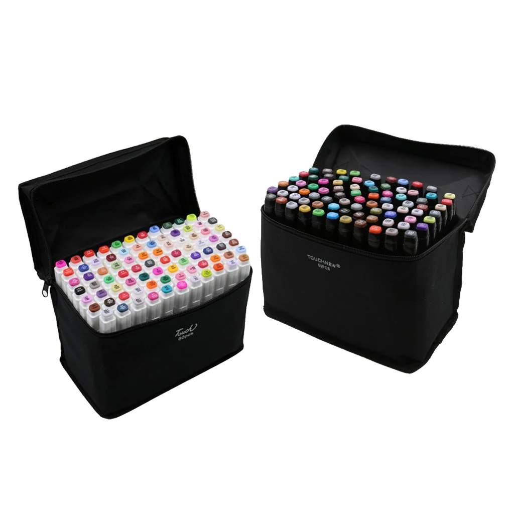 80 Colors Dual Head Brush Water Fine Broad Tip Set Drawing Based Art Marker Pens