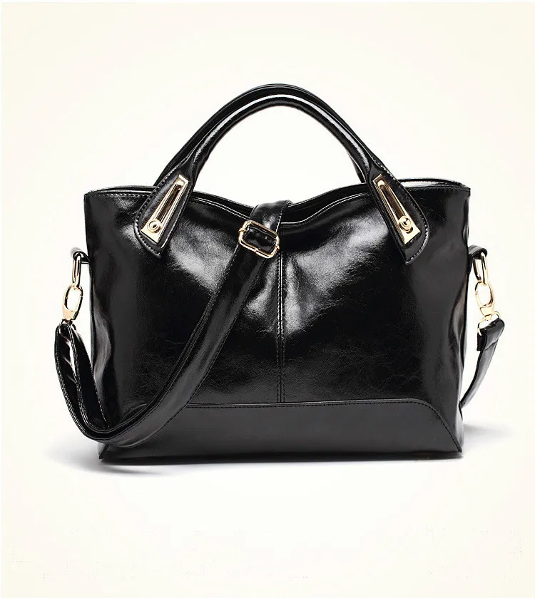 Женские кожаные дизайнерские сумки с масляным воском, высококачественные сумки через плечо, женские сумки, модные брендовые женские Сумки из искусственной кожи - Цвет: black