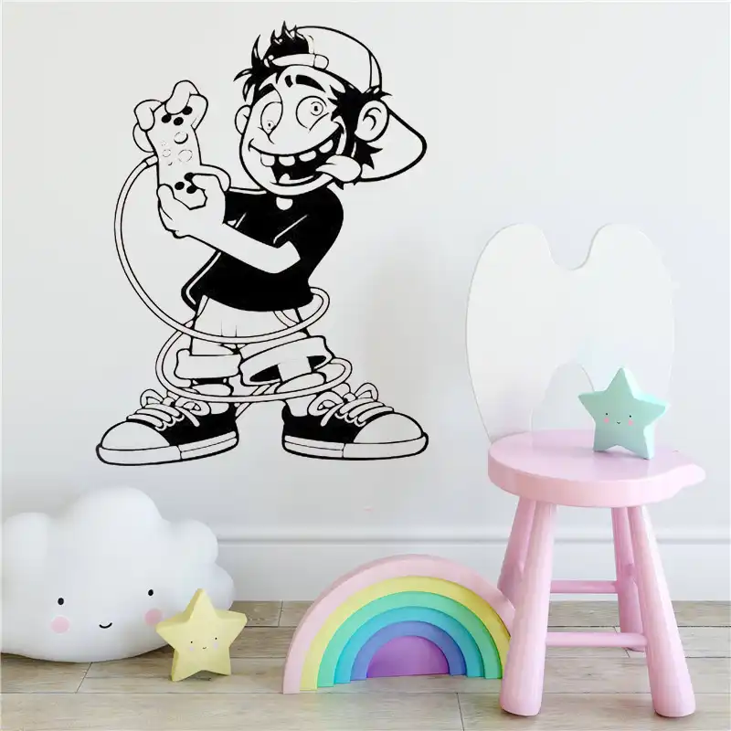 Player Gamer Wall Sticker Video Games Diy Boy Kids Room Decoration Vinyl Cartoon Home Decor Ideas Interior Wall Art Decal Hy203 Wall Stickers Aliexpress