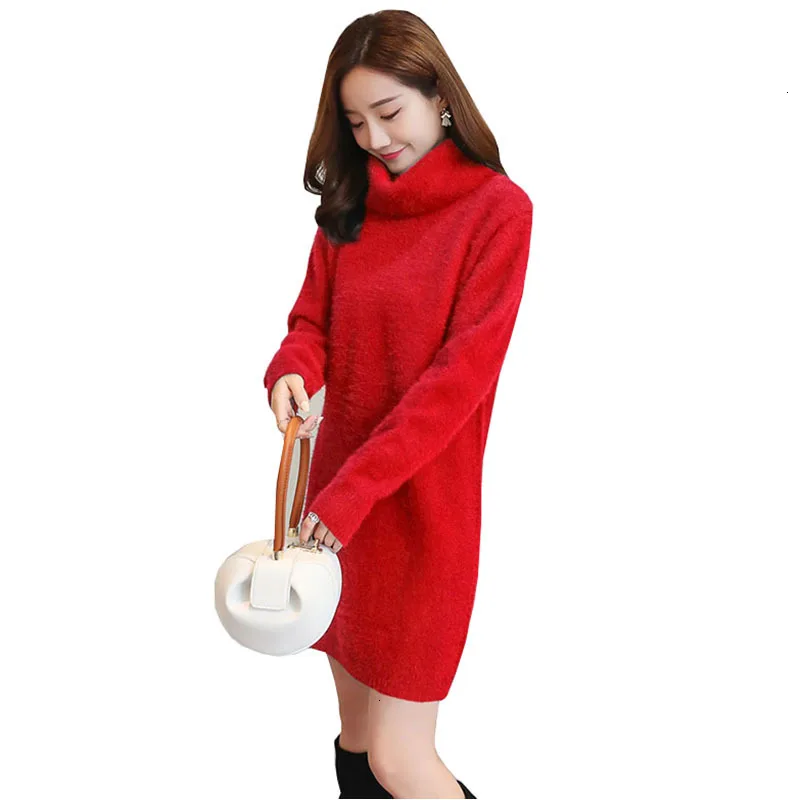 

Coltrui Winter Vrouwen Warme Trui Jurken Soft Lange Mouwen Slanke Losse Warm Casual Dress Sexy Mini Gebreide Herfst Jurk YM990