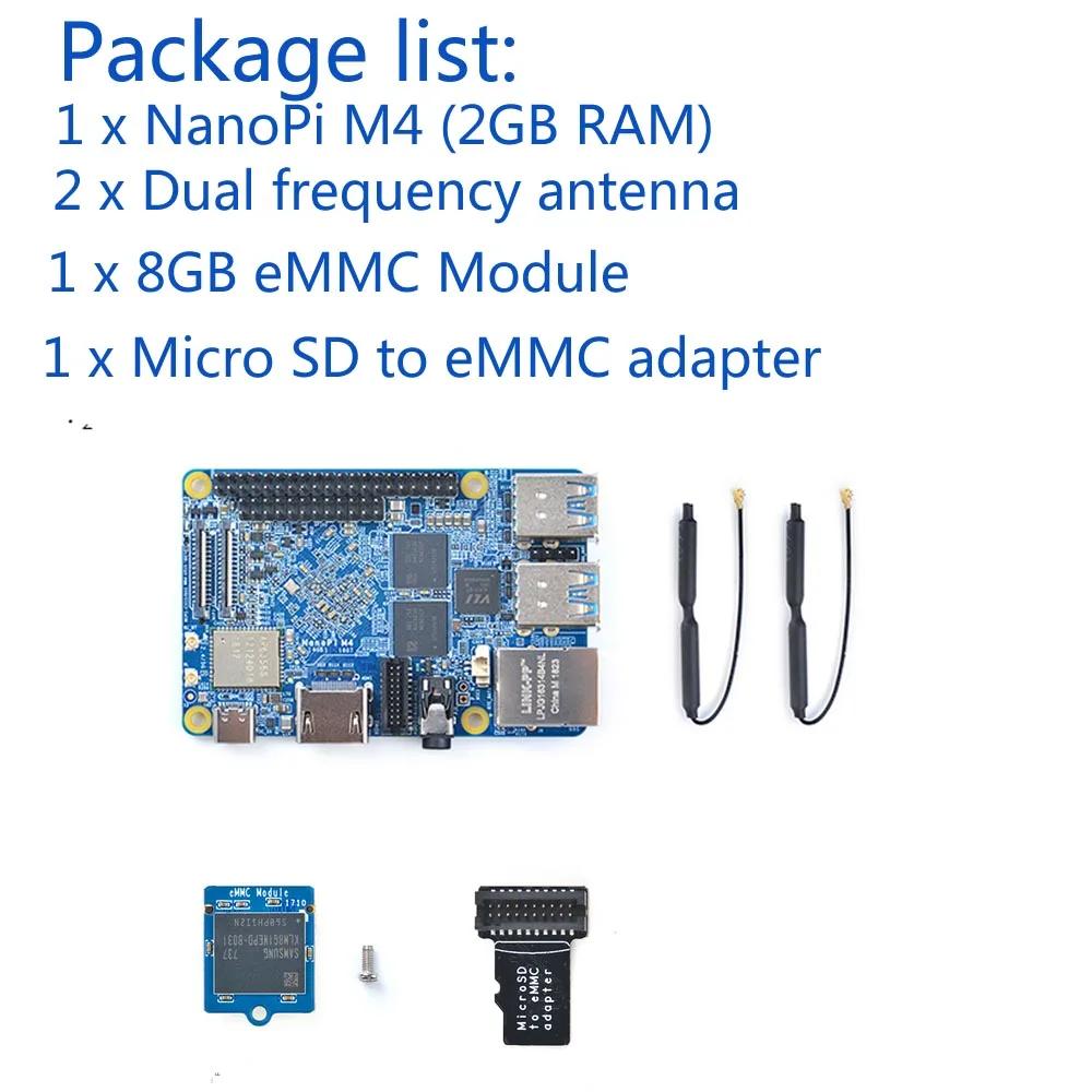 Черный NanoPi M4 2 ГБ/4 ГБ DDR3 Rockchip RK3399 SoC 2,4G и 5G двухдиапазонный WiFi+ Bluetooth 4,1 поддерживает Ubuntu Android - Цвет: Черный