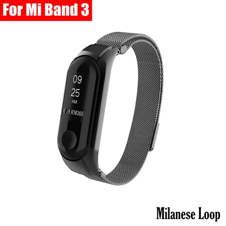M black for mi3 Металлический ремешок Ollivan для Xiaomi mi Band 2 3 4, ремешок для браслета из нержавеющей стали, магнитный браслет mi Band 2 Band 3 Band 4, аксессуары для замены - Цвет: M black for mi3