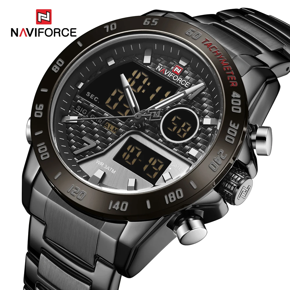 Часы наручные NAVIFORCE мужские в стиле милитари Брендовые спортивные цифровые
