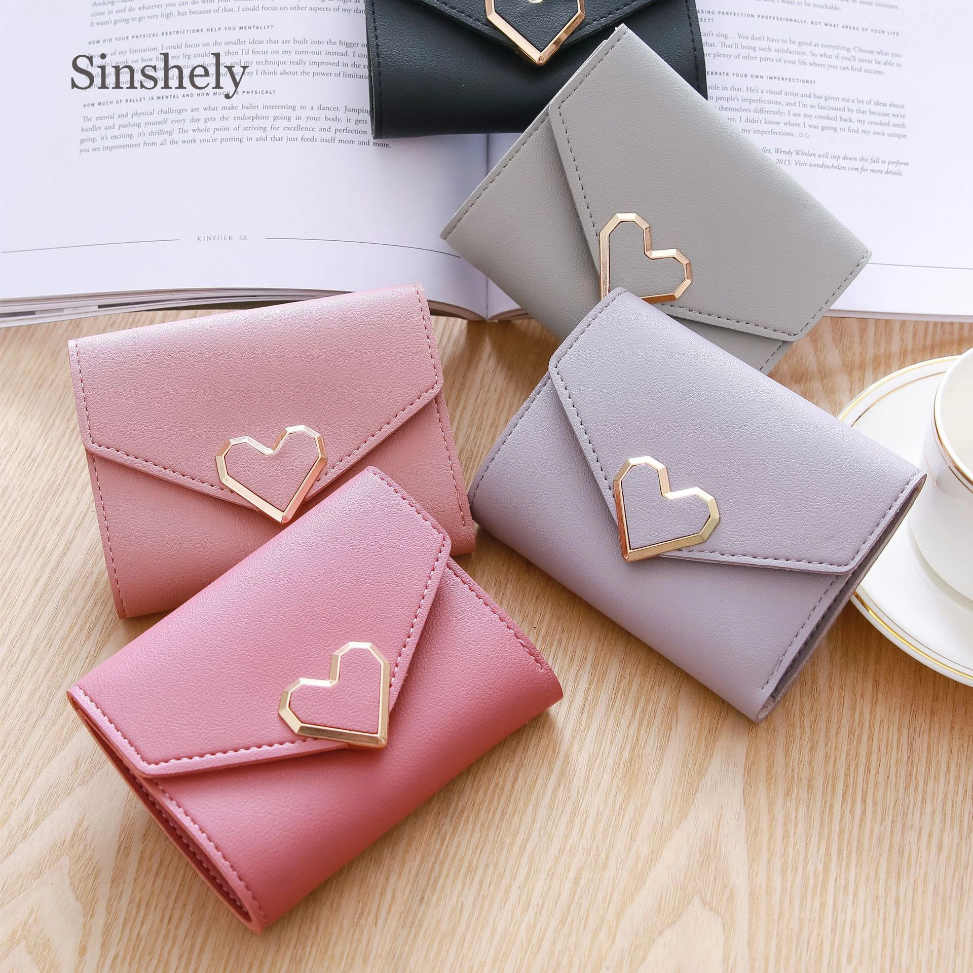

Wholesale Short Small Wallet Women Sweet Heart-shaped Women Wallets And Purses Ladies
