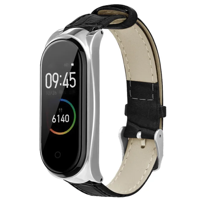 Кожаный ремешок браслет ремешок Ремешок с металлическим чехол для Xiaomi Mi Band 4 Hi Dropship