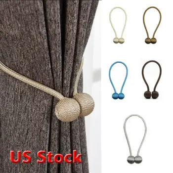 

HOT Curtain Magnetic Balls Pearl modern Simple Tie backs Rope New decorative hooks holder tieback living room accessories rod