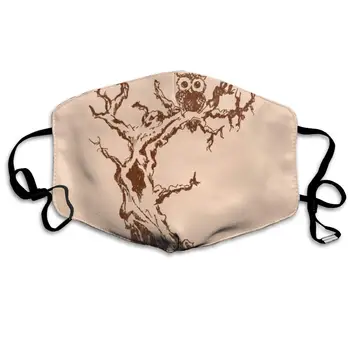 

Owling Around Peach Washable Reusable Mask, Cotton Anti Dust Half Face Mouth Mask For Kids Teens Men Women With Adjustable Ear
