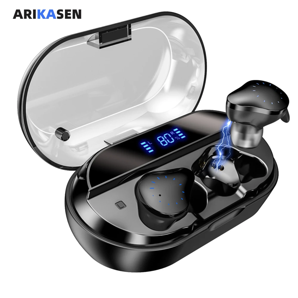 Беспроводные наушники вкладыши Arikasen Touch TWS Bluetooth водонепроницаемые мини с внешним