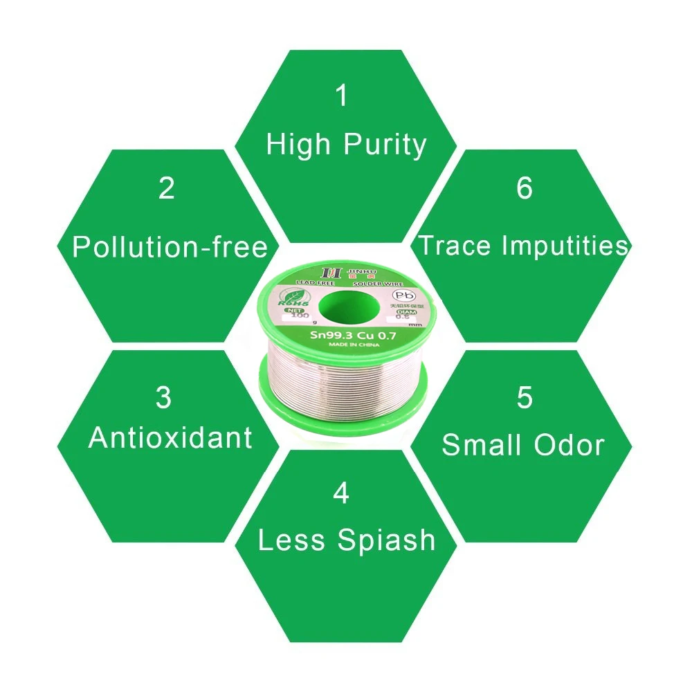 100g 0.5/0.6/0.8/1.0mm Lead Free Soldering Tin Wire Rosin Core Solder Sn99.3 Cu0.7 Welding Wires