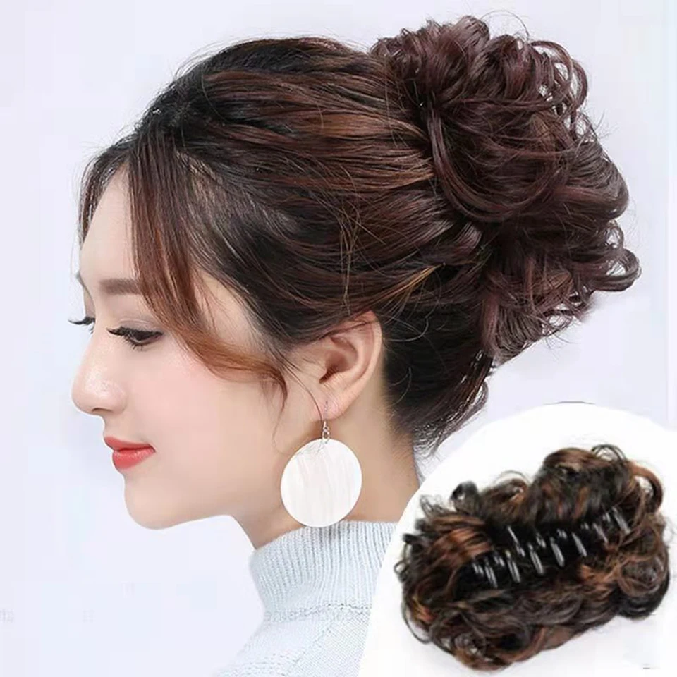 Yihan Synthetic Clip In Curly Hair Extension Synthetic Hair Pieces Chignon Women Updo Cover Hairpiece Extension Hair Buns