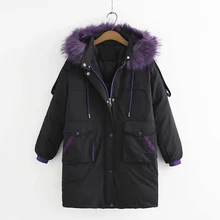 Большие размеры зимние женские парки Детские куртки для девочек; Детские пальто длинное плотное Корейская версия куртки, повседневная одежда топы оверсайз зимняя куртка для женщин