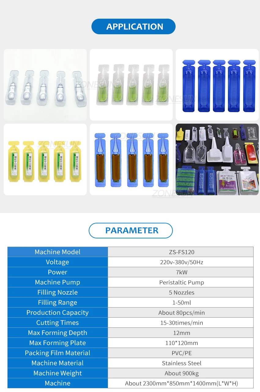 ZONESUN Automatic Monodose Strips Liquid Packing Filling And Sealing Machine