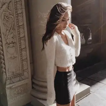 

Elegant Sweater Casual Knitted Loose V Neck Soft Female Tops Women Autumn Winter Vintage Cashmere Cardigan