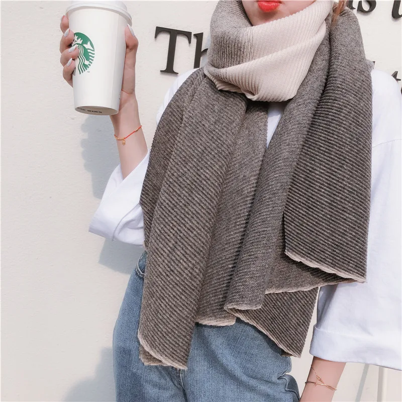 Новинка! Модный шарф в стиле пэтчворк. Женский шарф кофейного цвета. Осенний фиолетовый палантин. Теплый шарф-пончо