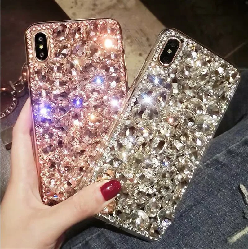 

Luxury Crystal Gem Rhinestone Cases For Samsung Galaxy 6 6s 7 8 Plus Glitter Clear Phone Case Cover For Note 8 9 10 Plus Capa