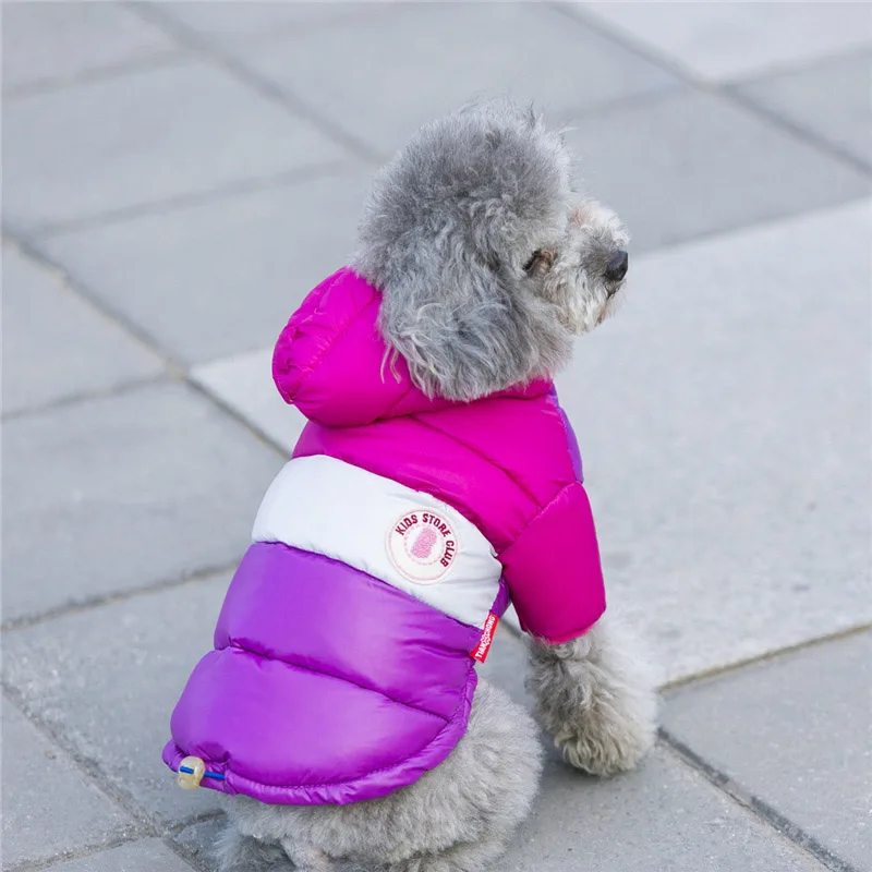 Pet Dog Jacket Coat Autumn Winter Clothes For Dogs Cotton-padded Warm 2-legged Hooded Coat Small Dogs Thickening Jacket