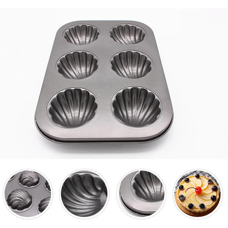 

Sea Shell Shaped Carbon Steel Baking Pan Non Stick Cupcake Mold Madeleine Cookies Cake Mold Tray Cake Decorating Tools